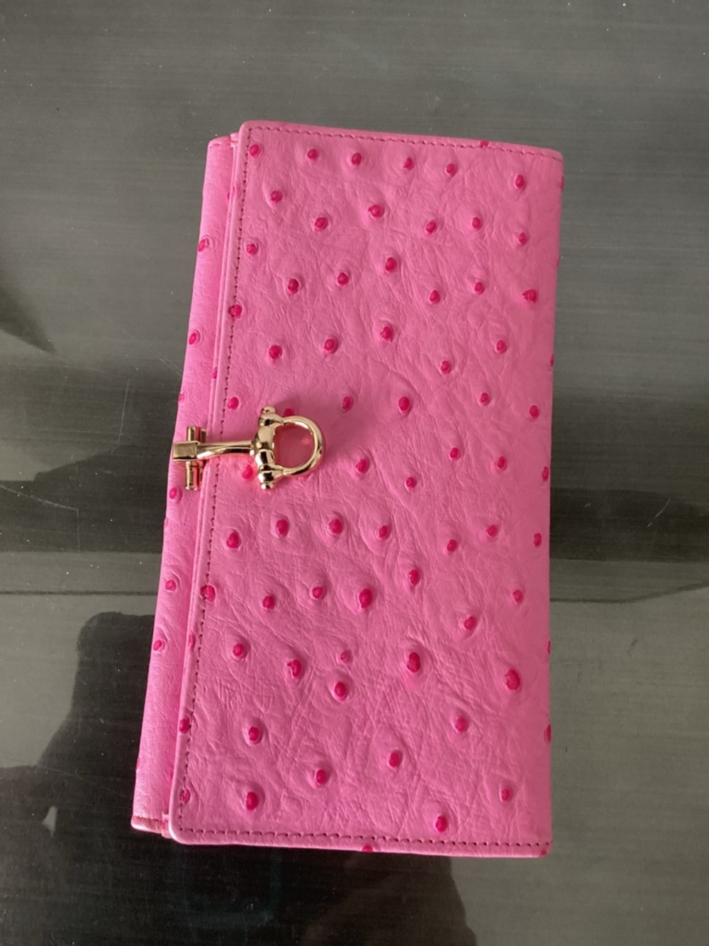 Hot Pink Genuine Ostrich Leather Italian Wallet